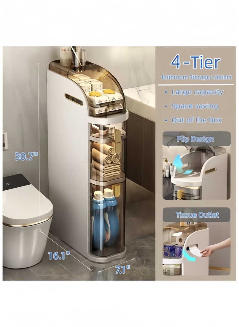 أنمي 4-تيير ضئيلة الحمام التخزين مجلس الوزراء ، ضيق الحمام مجلس الوزراء ، البلاستيك للماء الحمام التخزين المنظم - Image 2